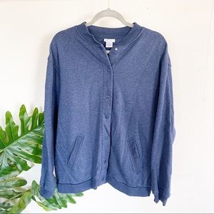 Vintage Vicki Wayne Navy Blue Bomber Snap Jacket Large